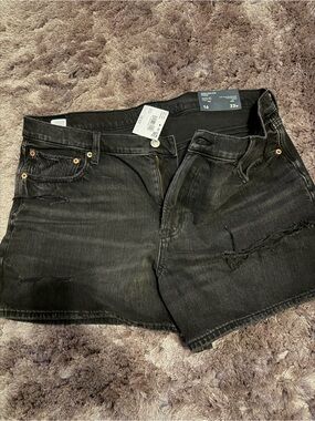 American Age Black Distressed Denim Shorts